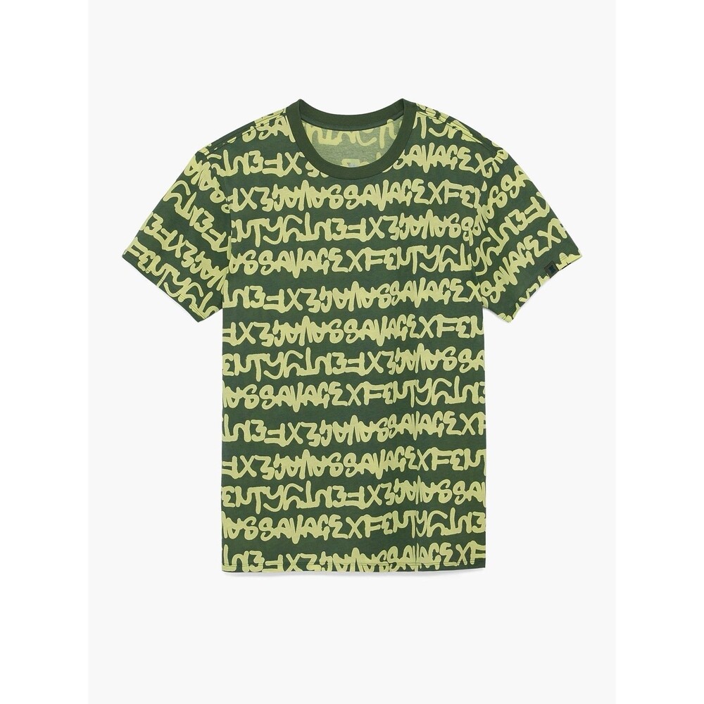 Savage X Fenty XSSENTIAL Classic Tee Allover Logo Mens Sz XS